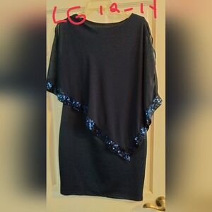 Elegant Navy Blue Sequin Dress